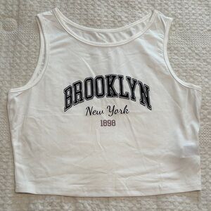 SHEIN White "Brooklyn New York" Cropped Tank